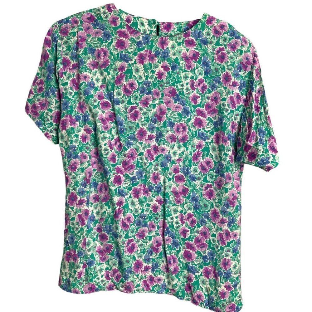 Vintage Southern Lady Womens Multicolored Blouse Size 9/10 Floral Print Boho Top